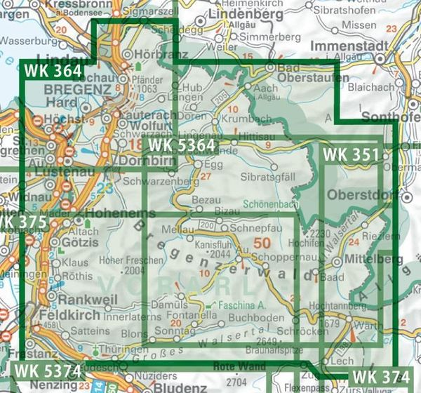 Bregenzer Wald 1 : 50 000. WK 364