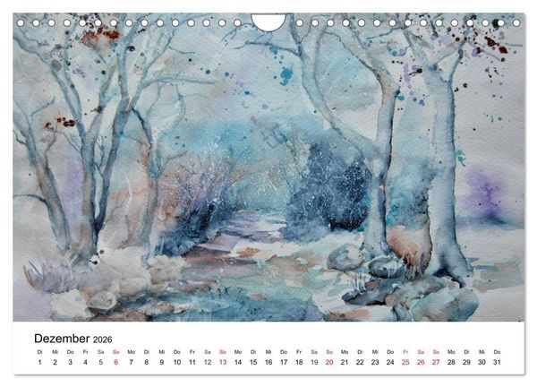 Produktbild: Mit Aquarellen durch das Jahr (Wandkalender 2026 DIN A4 quer), CALVENDO Monatskalender