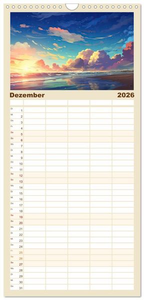 Produktbild: Familienplaner 2026 - Inspirierende Str&auml;nde mit 5 Spalten (Wandkalender, 21 x 45 cm) CALVENDO