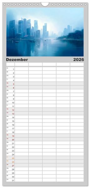 Produktbild: Familienplaner 2026 - Fantasiest&auml;dte mit 5 Spalten (Wandkalender, 21 x 45 cm) CALVENDO