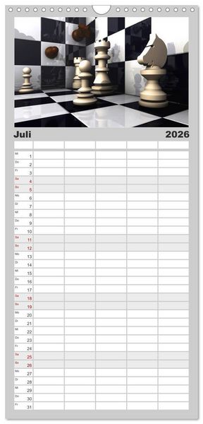 Produktbild: Familienplaner 2026 - SCHACH - Spiel der K&ouml;nige mit 5 Spalten (Wandkalender, 21 x 45 cm) CALVENDO