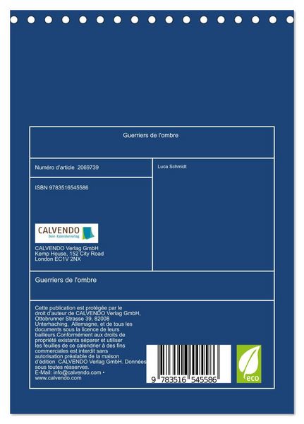 Produktbild: Guerriers de l'ombre (Calendrier de bureau 2026 DIN A5 horizontal), CALVENDO calendrier mensuel