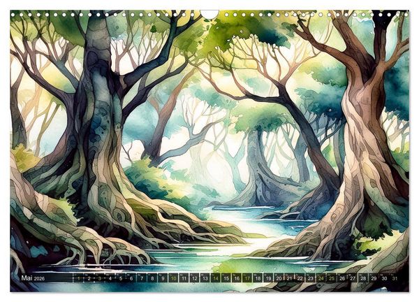 Produktbild: Die Natur in Aquarellbildern (Wandkalender 2026 DIN A3 quer), CALVENDO Monatskalender