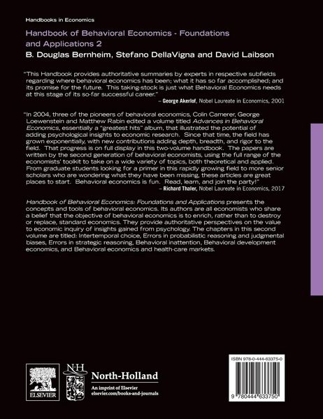 Produktbild: Handbook of Behavioral Economics - Foundations and Applications 2