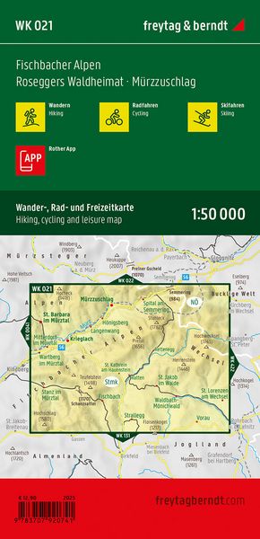 Produktbild: freytag & berndt Wanderkarte WK 021 Fischbacher Alpen, Roseggers Waldheimat - M&uuml;rzzuschlag 1:50.000