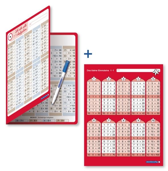 Das kleine 1x1 und Ich übe alle 1x1 Aufgaben mit Stift im Set, Zubehör von Katrin Langhans, Sternchenverlag, 978-3-946904-04-5
