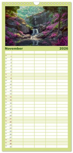 Produktbild: Familienplaner 2026 - Kaskaden - Die Poesie des Wassers mit 5 Spalten (Wandkalender, 21 x 45 cm) CALVENDO