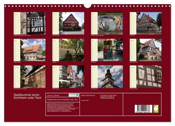 Produktbild: Stadtbummel durch Kirchheim unter Teck (Wandkalender 2026 DIN A3 quer), CALVENDO Monatskalender