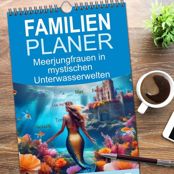 Produktbild: Familienplaner 2026 - Meerjungfrauen in mystischen Unterwasserwelten mit 5 Spalten (Wandkalender, 21 x 45 cm) CALVENDO