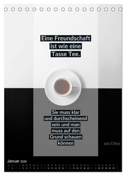 Produktbild: TEE Weisheiten und Zitate (Tischkalender 2026 DIN A5 hoch), CALVENDO Monatskalender