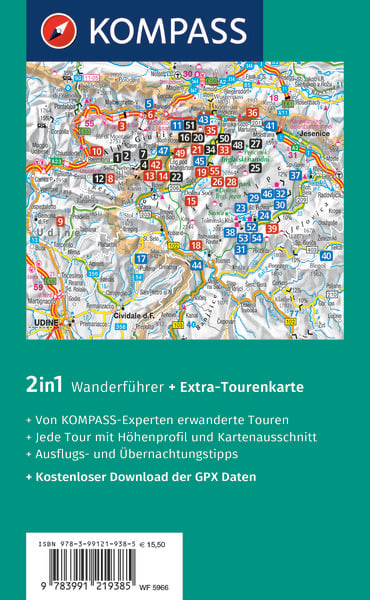 Produktbild: KOMPASS Wanderf&uuml;hrer Julische Alpen, 55 Touren mit Extra-Tourenkarte