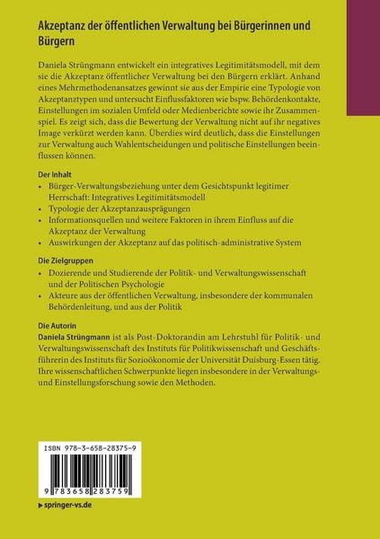 Produktbild: Akzeptanz der &ouml;ffentlichen Verwaltung bei B&uuml;rgerinnen und B&uuml;rgern