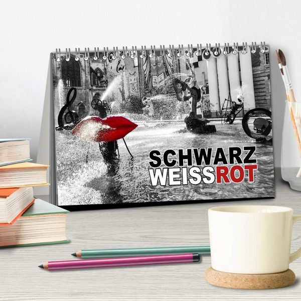 Produktbild: Schwarz - Wei&szlig; - Rot (Tischkalender 2026 DIN A5 quer), CALVENDO Monatskalender
