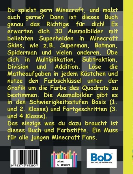Produktbild: Funcraft - Das inoffizielle Mathe Ausmalbuch: Superhelden im Minecraft Skin (Cover Batman)