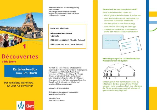 Produktbild: D&eacute;couvertes 1 S&eacute;rie jaune - Vokabel-Lernbox zum Sch&uuml;lerbuch