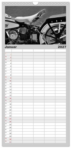 Produktbild: Familienplaner 2027 - Harley Davidson WLA 750 in Schwarzweiss mit 5 Spalten (Wandkalender, 21 x 45 cm) CALVENDO