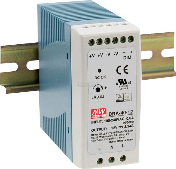 Mean Well DRA-40-24 Hutschienen-Netzteil (DIN-Rail)  24 V/DC 1.7 A 40.8 W Anzahl Ausgänge:1 x  Inhalt 1 St.