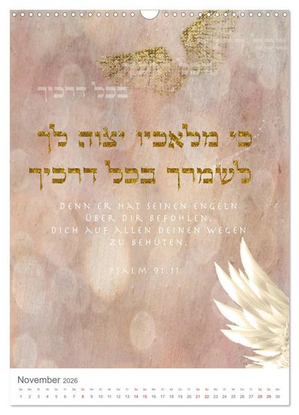 Produktbild: Psalmen Tehilim Hebr&auml;isch - Deutsch (Wandkalender 2026 DIN A3 hoch), CALVENDO Monatskalender