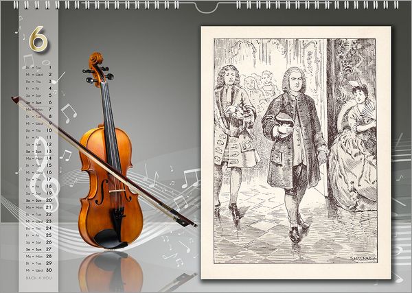 Produktbild: Komponisten-Kalender, Bach-Kalender, Musik-Kalender 2027, DIN A4