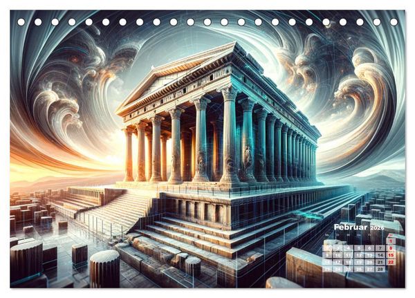 Produktbild: Weltwunder: Antike und neue: Visualisiert durch Moderne KI-Kunst (Tischkalender 2026 DIN A5 quer), CALVENDO Monatskalender