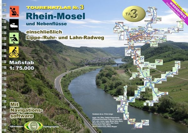 TourenAtlas Wasserwandern 03. Rhein-Mosel, Set von Erhard Jübermann, Jübermann, E, 978-3-929540-76-5