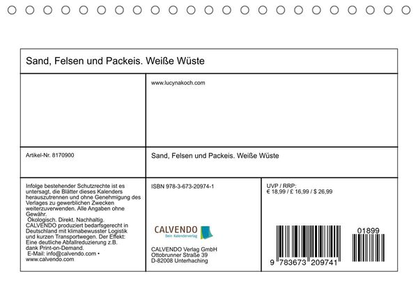Produktbild: Sand, Felsen und Packeis. Wei&szlig;e W&uuml;ste (Tischkalender 2022 DIN A5 quer)