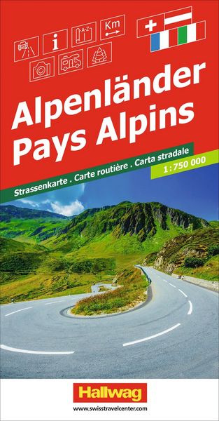 Produktbild: Hallwag Strassenkarte Alpenl&auml;nder 1:750.000
