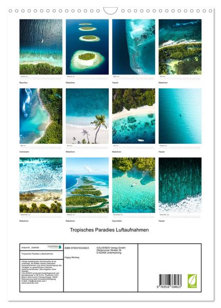 Produktbild: Tropisches Paradies Luftaufnahmen (Wandkalender 2026 DIN A3 hoch), CALVENDO Monatskalender