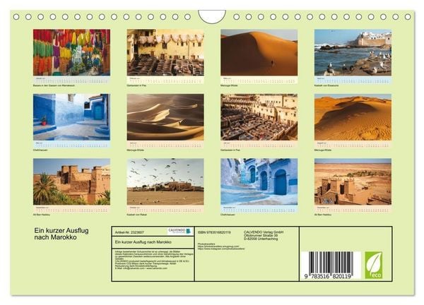 Produktbild: Ein kurzer Ausflug nach Marokko (Wandkalender 2027 DIN A4 quer), CALVENDO Monatskalender