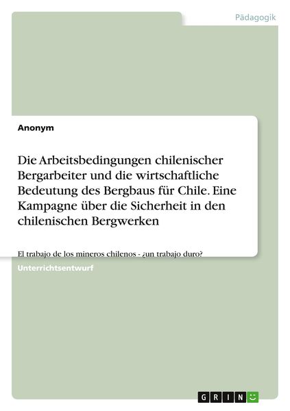 Die Arbeitsbedingungen chilenischer Bergarbeiter und die wirtschaftliche Bedeutung des Bergbaus für Chile. Eine Kampagne über die Sicherheit in den