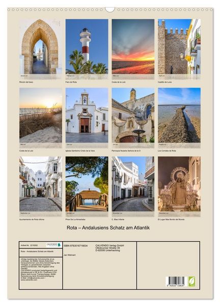 Produktbild: Rota &ndash; Andalusiens Schatz am Atlantik (Wandkalender 2026 DIN A2 hoch), CALVENDO Monatskalender