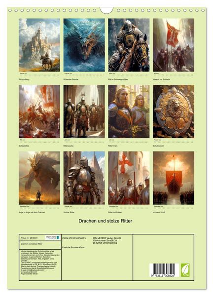 Produktbild: Drachen und stolze Ritter (Wandkalender 2026 DIN A3 hoch), CALVENDO Monatskalender