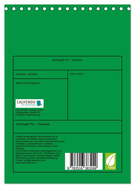 Produktbild: Serengeti Pur - Tansania (Tischkalender 2026 DIN A5 hoch), CALVENDO Monatskalender
