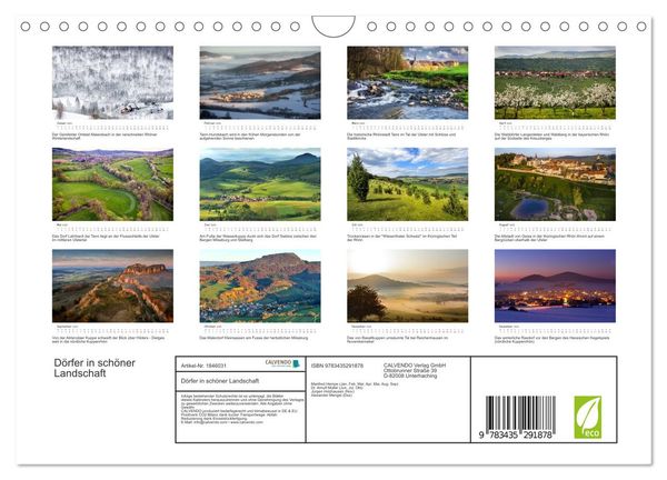 Dörfer in schöner Landschaft (Wandkalender 2025 DIN A4 quer), CALVENDO Monatskalender