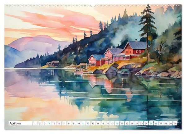 Produktbild: Aquarelltr&auml;ume am See (hochwertiger Premium Wandkalender 2026 DIN A2 quer), Kunstdruck in Hochglanz