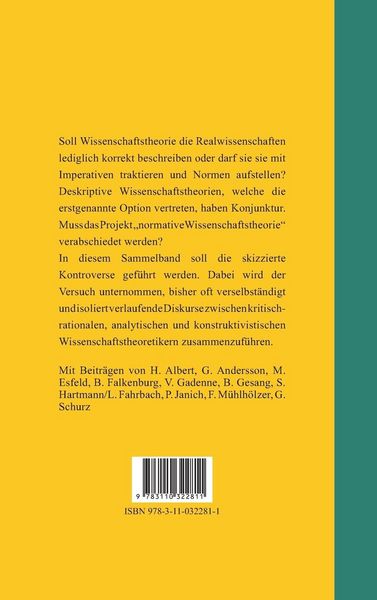 Produktbild: Deskriptive oder normative Wissenschaftstheorie?