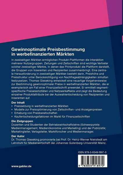 Produktbild: Gewinnoptimale Preisbestimmung in werbefinanzierten M&auml;rkten