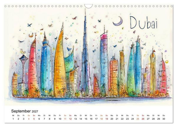 Produktbild: St&auml;dte - Weltreise in Bunt (Wandkalender 2027 DIN A3 quer), CALVENDO Monatskalender
