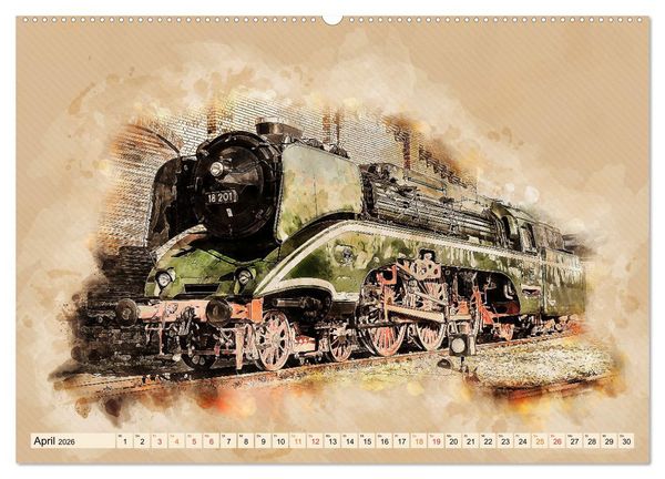 Produktbild: Dampflokomotiven - wundersch&ouml;ne Giganten auf Schienen (hochwertiger Premium Wandkalender 2026 DIN A2 quer), Kunstdruck in Hochglanz