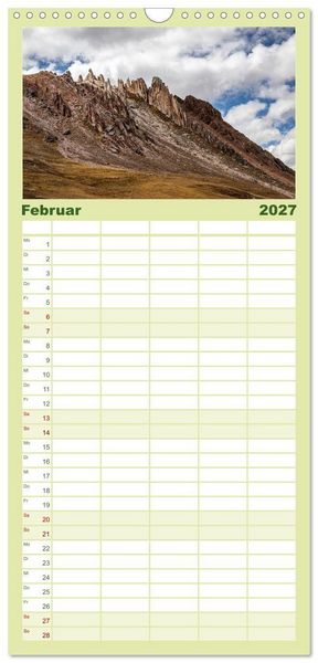 Produktbild: Familienplaner 2027 - Palccoyo - Der neue Rainbow Mountain in Peru mit 5 Spalten (Wandkalender, 21 x 45 cm) CALVENDO