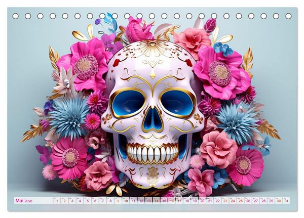 Produktbild: Skull Flower - Totenkopf ART (Tischkalender 2026 DIN A5 quer), CALVENDO Monatskalender