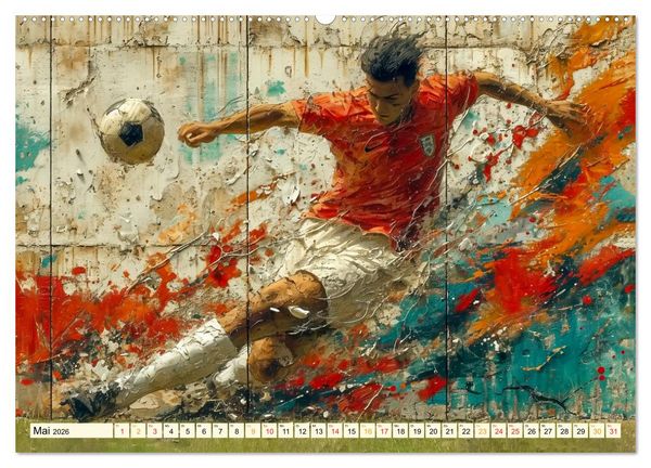 Produktbild: Fu&szlig;ball Graffiti - sportliche Kunst (hochwertiger Premium Wandkalender 2026 DIN A2 quer), Kunstdruck in Hochglanz