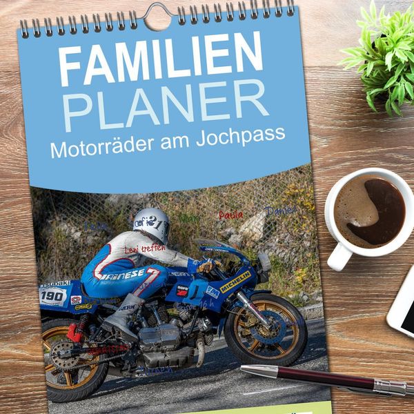 Produktbild: Familienplaner 2026 - Motorr&auml;der am Jochpass mit 5 Spalten (Wandkalender, 21 x 45 cm) CALVENDO