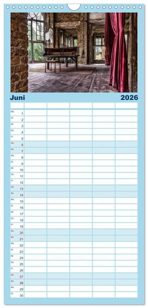 Produktbild: Familienplaner 2026 - Heilst&auml;tten - verlassen und vergessen mit 5 Spalten (Wandkalender, 21 x 45 cm) CALVENDO
