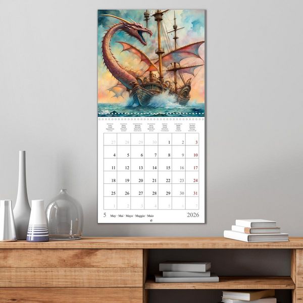 Produktbild: Voiliers-Dragons imaginaires (Calendrier mural carr&eacute; 2026 30x30 cm) Calendrier double avec une page pour vos prises de notes