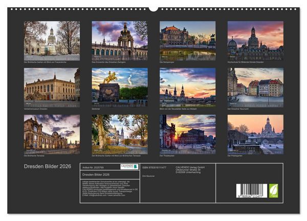 Produktbild: Dresden Bilder 2026 (hochwertiger Premium Wandkalender 2026 DIN A2 quer), Kunstdruck in Hochglanz