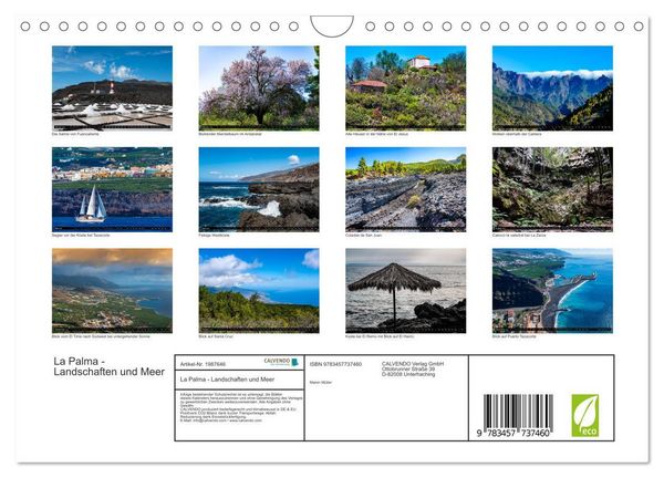 Produktbild: La Palma - Landschaften und Meer (Wandkalender 2026 DIN A4 quer), CALVENDO Monatskalender
