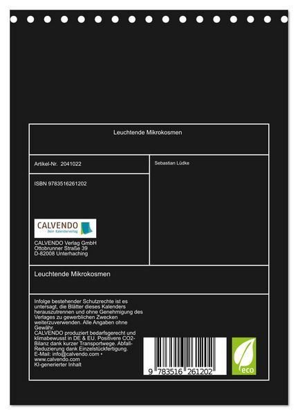 Produktbild: Leuchtende Mikrokosmen (Tischkalender 2026 DIN A5 hoch), CALVENDO Monatskalender