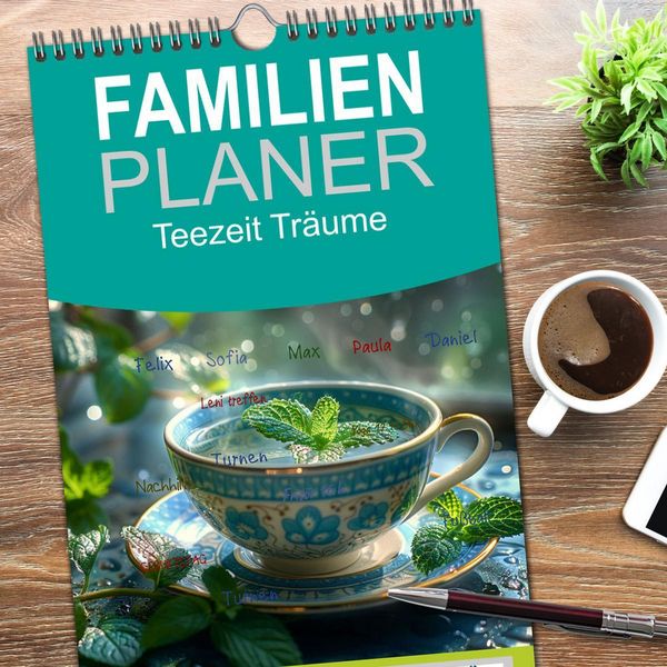 Produktbild: Familienplaner 2026 - Teezeit Tr&auml;ume mit 5 Spalten (Wandkalender, 21 x 45 cm) CALVENDO