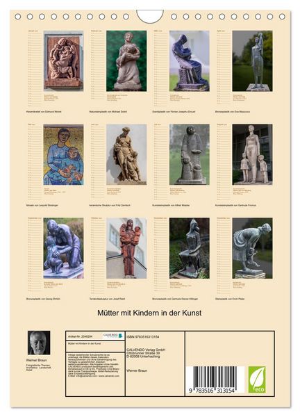 Produktbild: M&uuml;tter mit Kindern in der Kunst (Wandkalender 2026 DIN A4 hoch), CALVENDO Monatskalender
